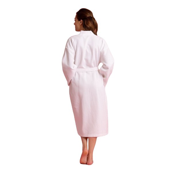 Towelsoft Women's Waffle Snow White Turkish Bathrobe - 100% Cotton One Size WM-Wfl-Km-Rbs-Lng-WHT-OS